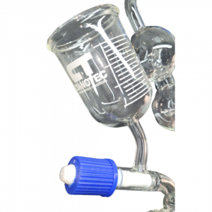 Conexão tipo Kjeldahl com Copo Dosador Válvula Rosca Stop Flow em Vidro Borosilicato