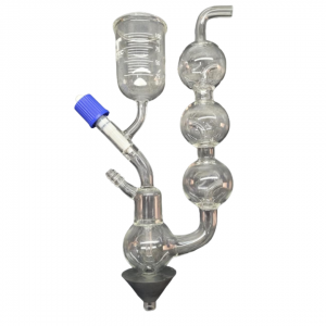 Conexão tipo Kjeldahl com Copo Dosador Válvula Rosca Stop Flow em Vidro Borosilicato